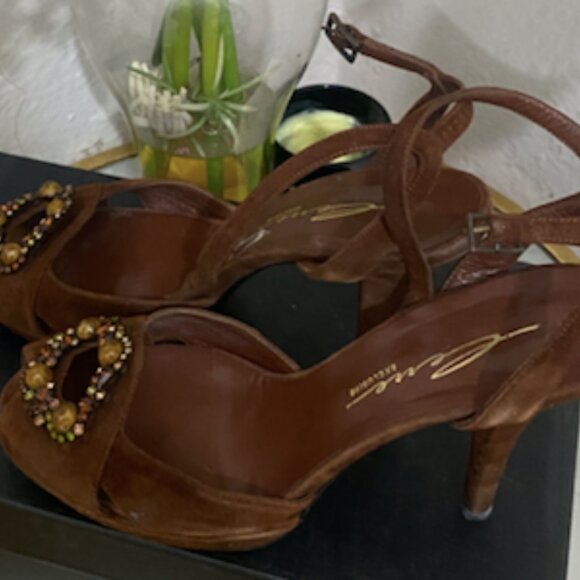 Lerre Women suede platform sandals size 38.5 Brown - Picture 2 of 3